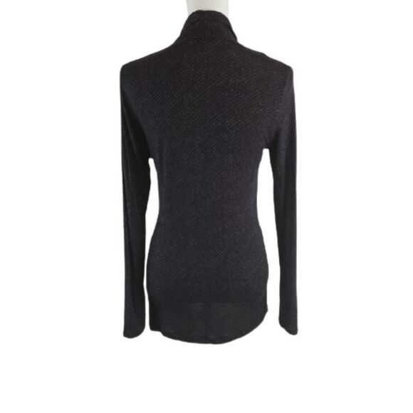 Banana Republic Black & Purple Geo Print Cowl Neck Split-Front Top Size Medium - Picture 5 of 10
